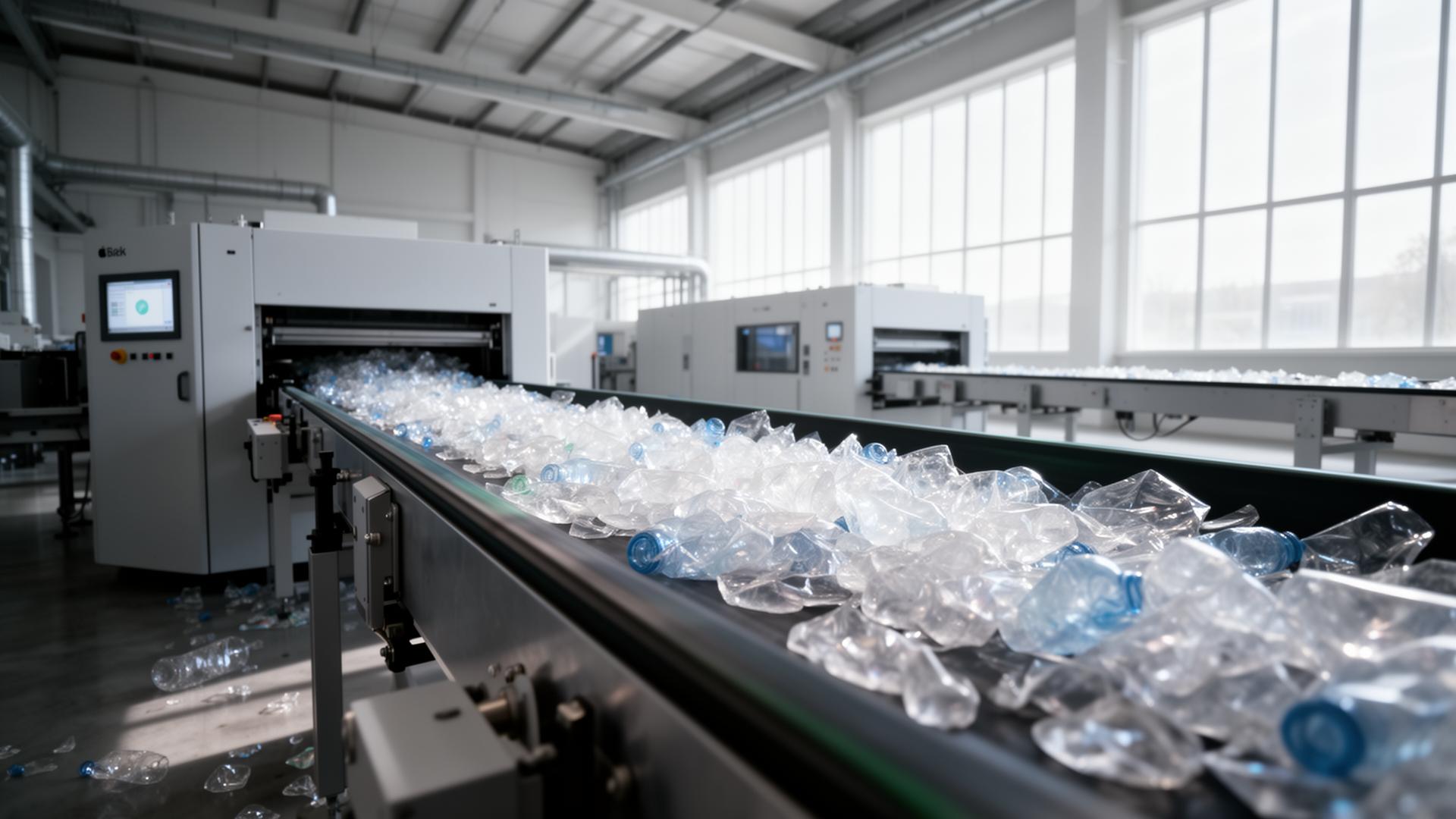 Modern plastic recycling facility interior